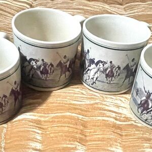 Vintage Ralph Lauren Polo Scene Coffee Mugs – Set of 4